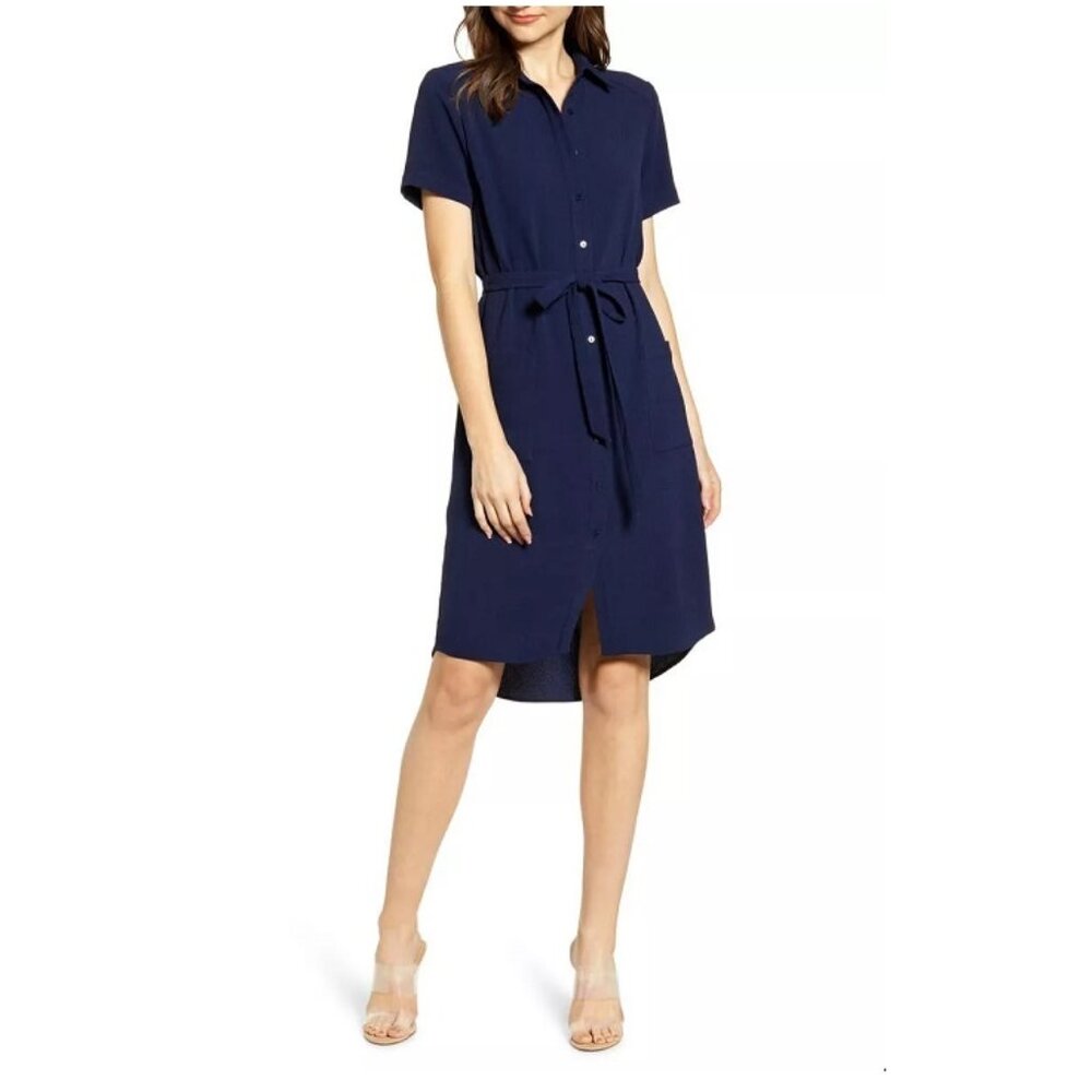 RACHEL PARCELL Everyday Woven Button-up Shirtdress